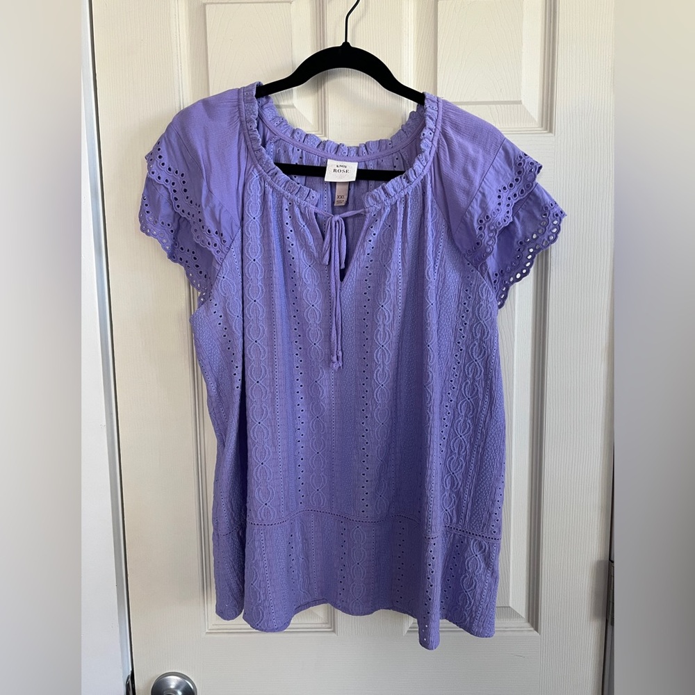 Purple eyelet top